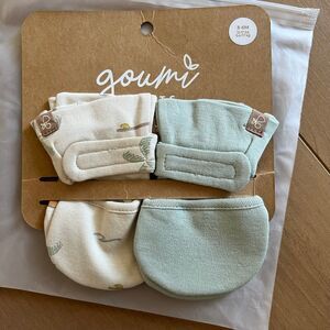 NWT Goumi Kids Baby Mitts Set Surfs Up Swell SZ 3-6 mo Bamboo Beige Blue Organic